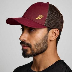 Saucony Adjustable Snap Back Trucker Hüte Herren Rot | BERLIN TAPCIZ