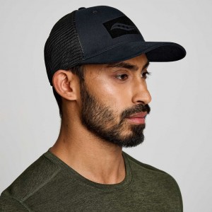 Saucony Adjustable Snap Back Trucker Hüte Herren Schwarz | BERLIN SQNHEP