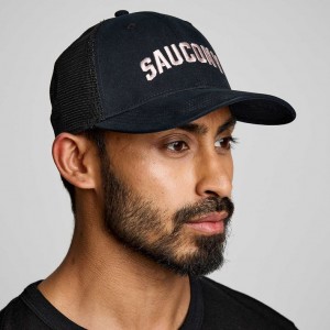 Saucony Adjustable Snap Back Trucker Hüte Herren Schwarz | BERLIN WDSJZR