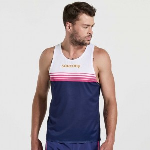 Saucony Elite Singlet Muskelshirt Herren Weiß Navy | BERLIN DABWQU