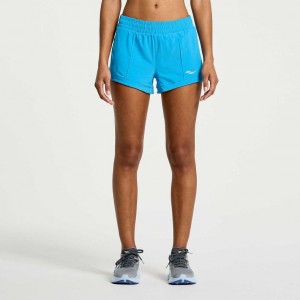 Saucony Outpace 3" Kurze Hose Damen Blau | BERLIN KBEQJU