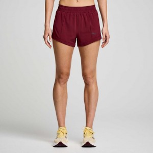 Saucony Outpace 3" Kurze Hose Damen Bordeaux | BERLIN WILARP
