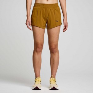 Saucony Outpace 3" Kurze Hose Damen Braun | BERLIN RHUWFO