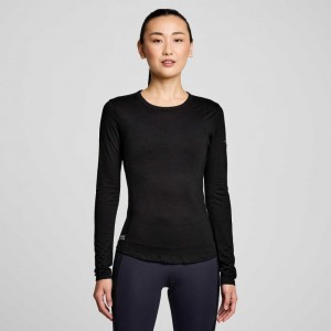 Saucony Peregrine Merino Long Sleeve T-Shirt Damen Schwarz | BERLIN YBLXIG