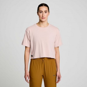 Saucony Recovery Boxy T-Shirt Damen Rosa | BERLIN BVZSPC
