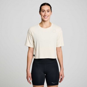 Saucony Recovery Boxy T-Shirt Damen Weiß | BERLIN SYPXOW