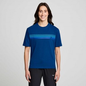 Saucony Recovery Kurzes Sleeve T-Shirt Damen Indigo | BERLIN CVQXHM