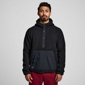 Saucony Recovery Sherpa Pullover Hoodie Herren Schwarz | BERLIN HIXTVU