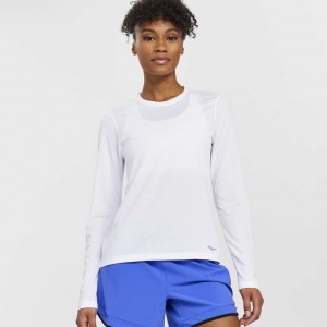 Saucony Stopwatch Long Sleeve T-Shirt Damen Weiß | BERLIN XCBYAN