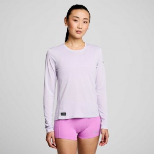 Saucony Stopwatch Long Sleeve T-Shirt Damen Lila | BERLIN YNDMFK