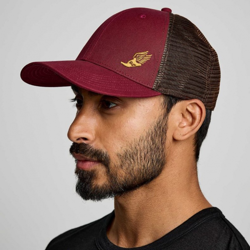 Saucony Adjustable Snap Back Trucker Hüte Herren Rot | BERLIN TAPCIZ