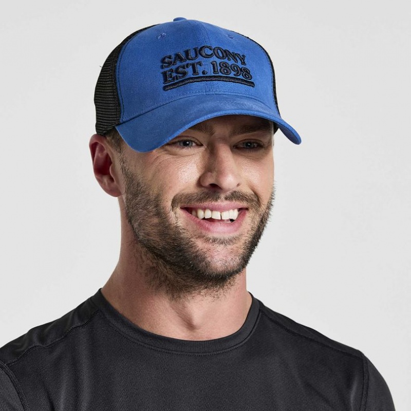 Saucony Adjustable Snap Back Trucker Hüte Herren Blau | BERLIN RAOPVC