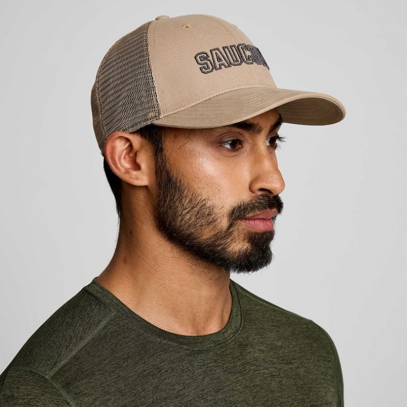 Saucony Adjustable Snap Back Trucker Hüte Herren Beige | BERLIN LTQUFZ