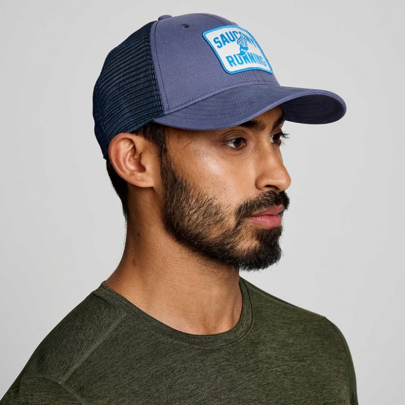 Saucony Adjustable Snap Back Trucker Hüte Herren Blau | BERLIN CWOVGX