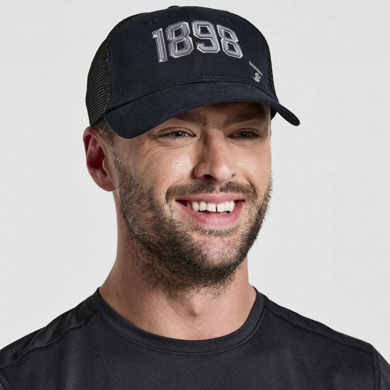 Saucony Adjustable Snap Back Trucker Hüte Herren Schwarz | BERLIN OWQIRF