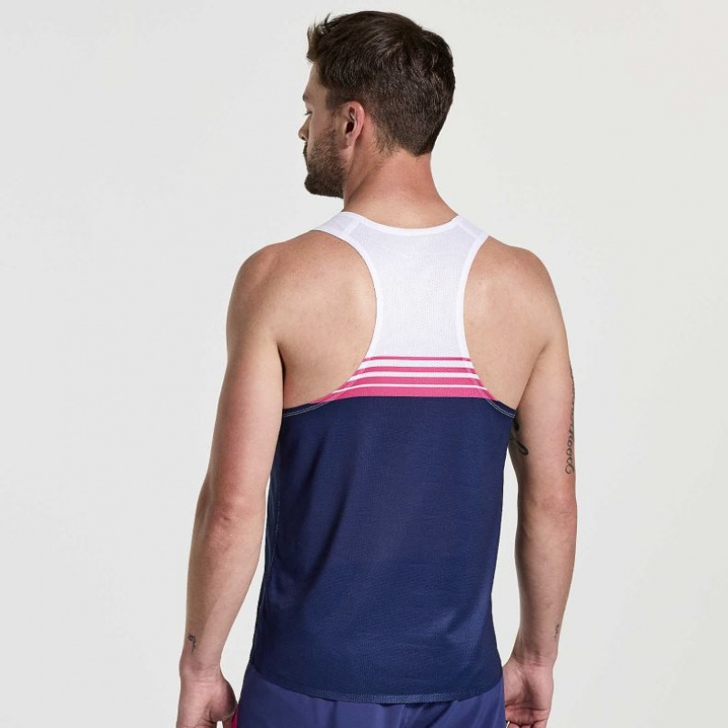 Saucony Elite Singlet Muskelshirt Herren Weiß Navy | BERLIN DABWQU
