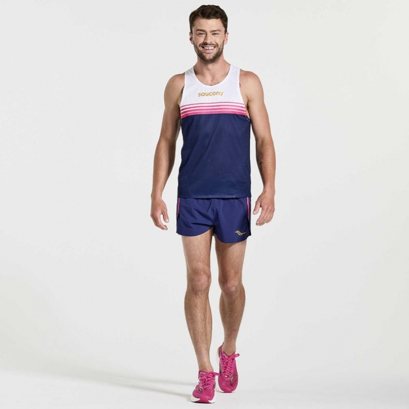 Saucony Elite Singlet Muskelshirt Herren Weiß Navy | BERLIN DABWQU
