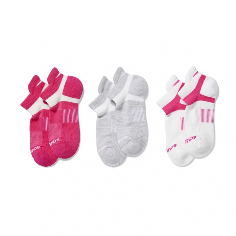Saucony Inferno No Show Tab 3-Pack Socken Herren Rosa Grau Weiß | BERLIN KUEZLC