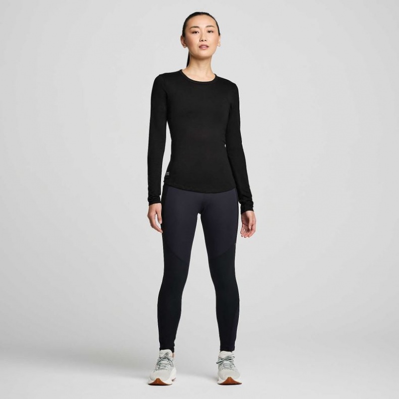 Saucony Peregrine Merino Long Sleeve T-Shirt Damen Schwarz | BERLIN YBLXIG
