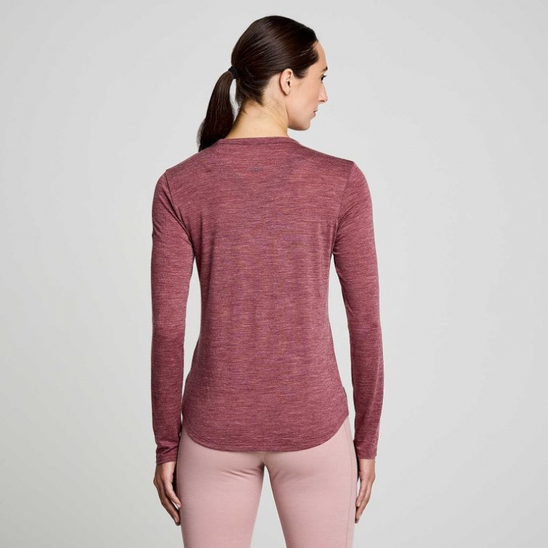 Saucony Peregrine Merino Long Sleeve T-Shirt Damen Rot | BERLIN YQEPVX