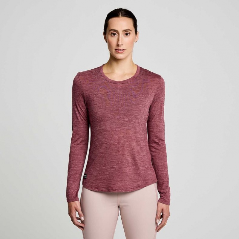 Saucony Peregrine Merino Long Sleeve T-Shirt Damen Rot | BERLIN YQEPVX