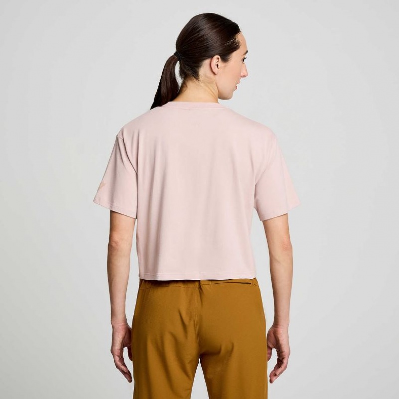 Saucony Recovery Boxy T-Shirt Damen Rosa | BERLIN BVZSPC