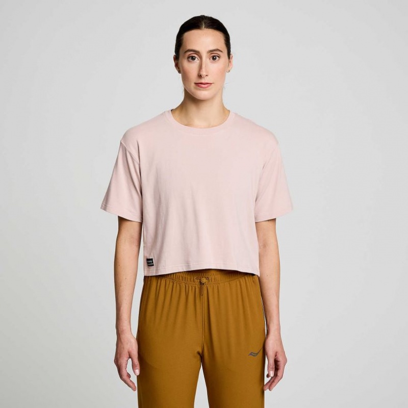 Saucony Recovery Boxy T-Shirt Damen Rosa | BERLIN BVZSPC