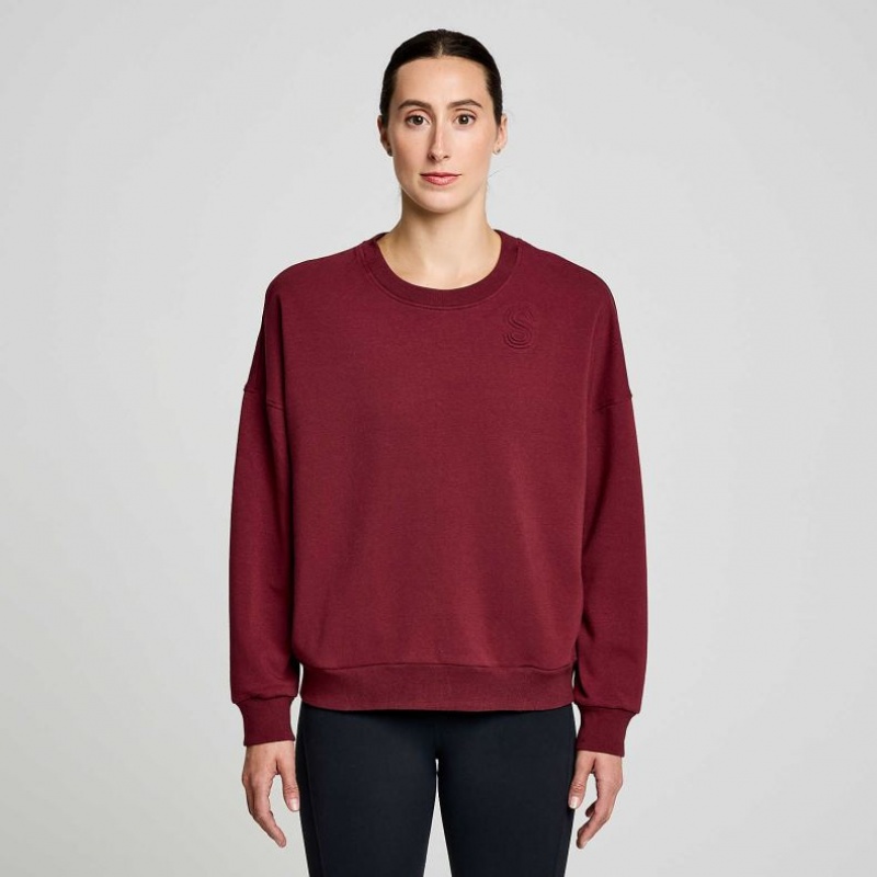 Saucony Recovery Crew Sweatshirt Damen Bordeaux | BERLIN UYIWPB