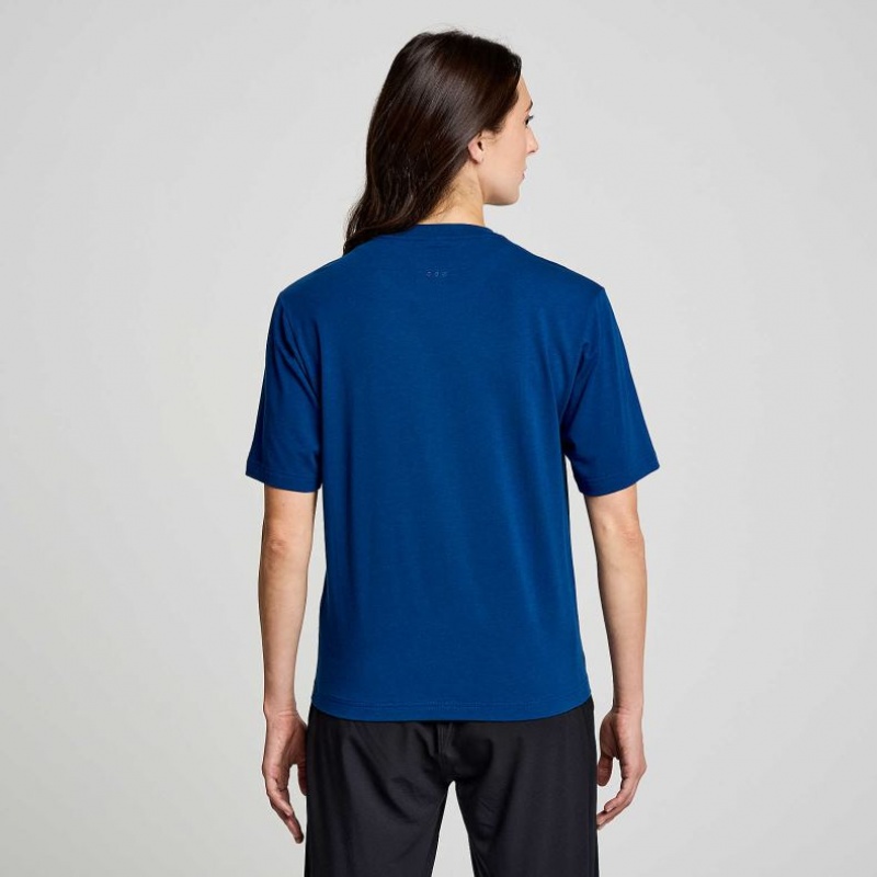 Saucony Recovery Kurzes Sleeve T-Shirt Damen Indigo | BERLIN CVQXHM