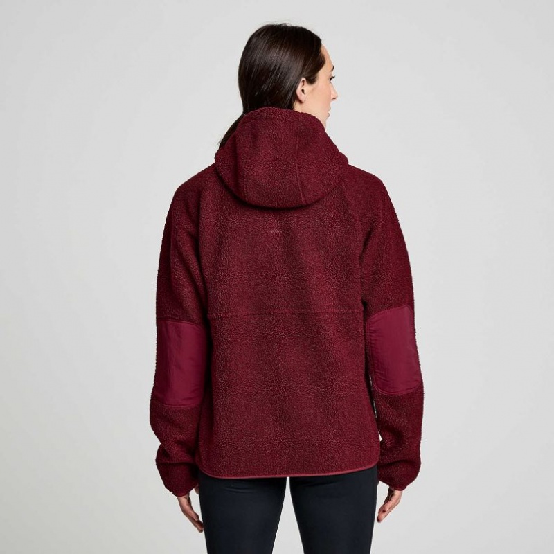 Saucony Recovery Sherpa Pullover Hoodie Damen Bordeaux | BERLIN KQEDNZ