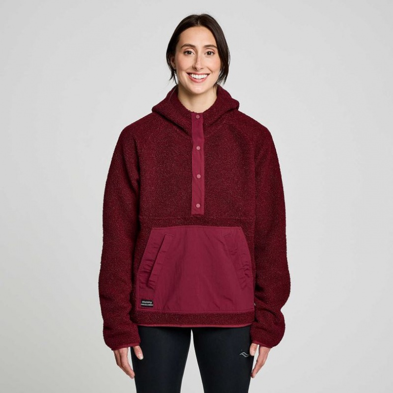Saucony Recovery Sherpa Pullover Hoodie Damen Bordeaux | BERLIN KQEDNZ