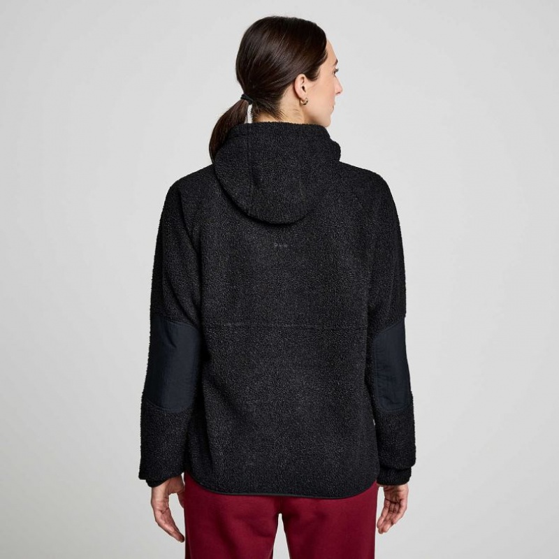 Saucony Recovery Sherpa Pullover Hoodie Damen Schwarz | BERLIN FPAOHU