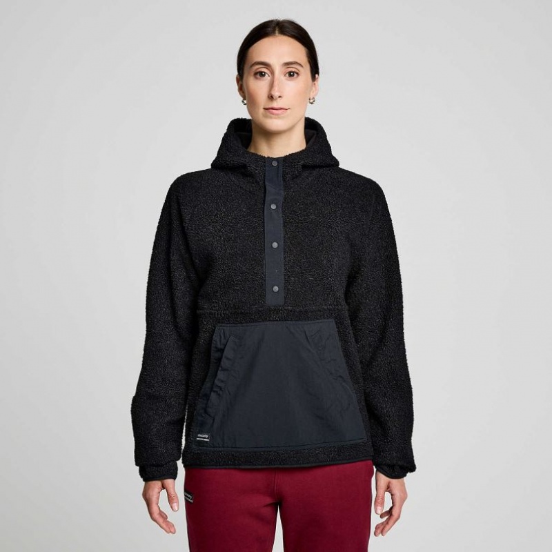 Saucony Recovery Sherpa Pullover Hoodie Damen Schwarz | BERLIN FPAOHU