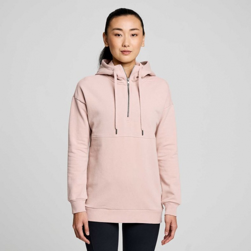 Saucony Recovery Zip Tunic Hoodie Damen Rosa | BERLIN NLAGFY