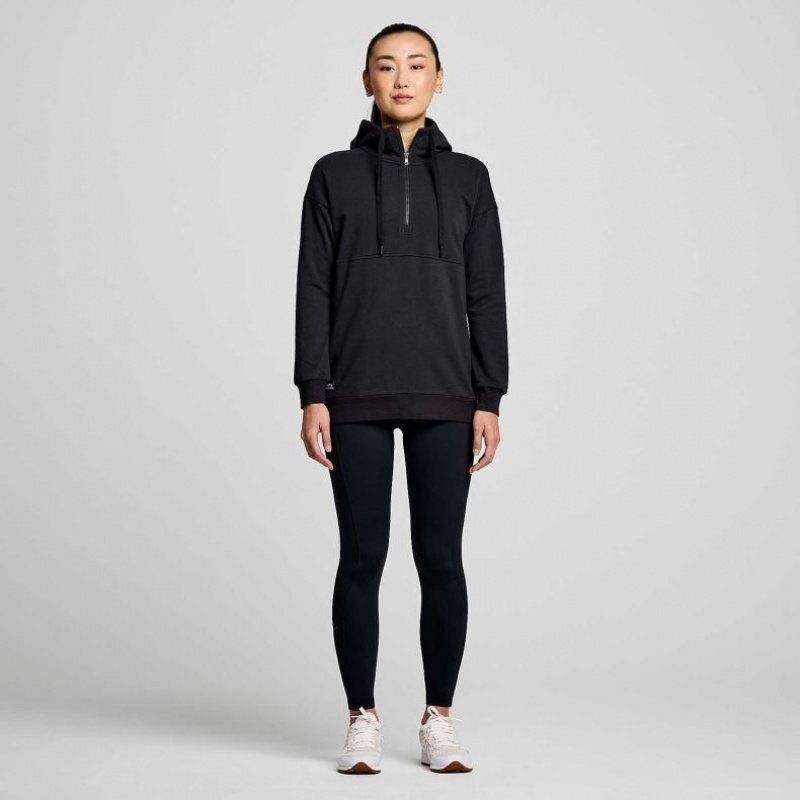 Saucony Recovery Zip Tunic Hoodie Damen Schwarz | BERLIN NADFPU