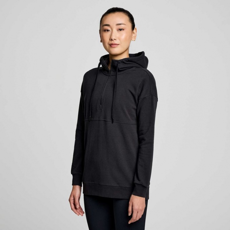 Saucony Recovery Zip Tunic Hoodie Damen Schwarz | BERLIN NADFPU