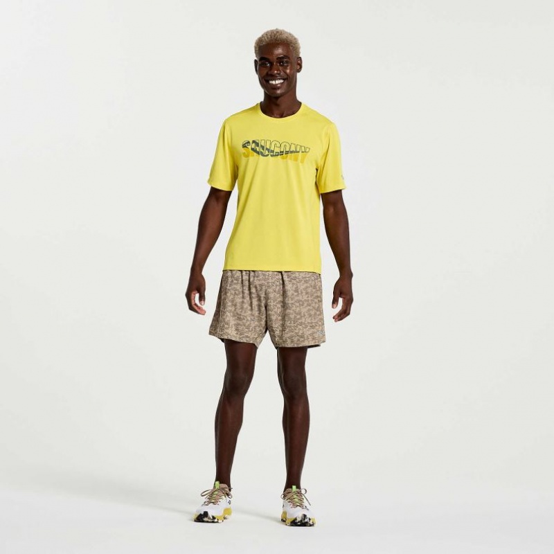 Saucony Stopwatch Graphic Kurzes Sleeve T-Shirt Herren Gelb | BERLIN PMOXJR