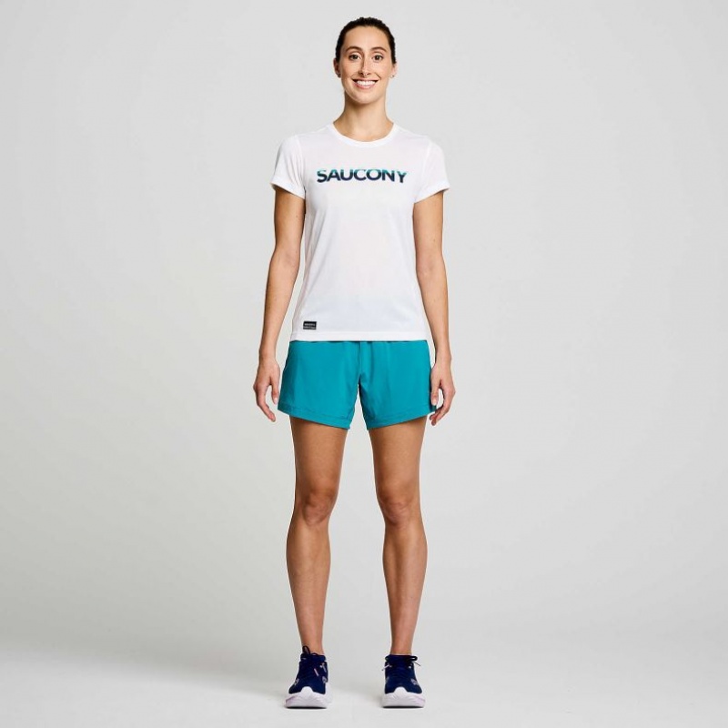 Saucony Stopwatch Graphic Kurzes Sleeve T-Shirt Damen Weiß | BERLIN OIVBWN