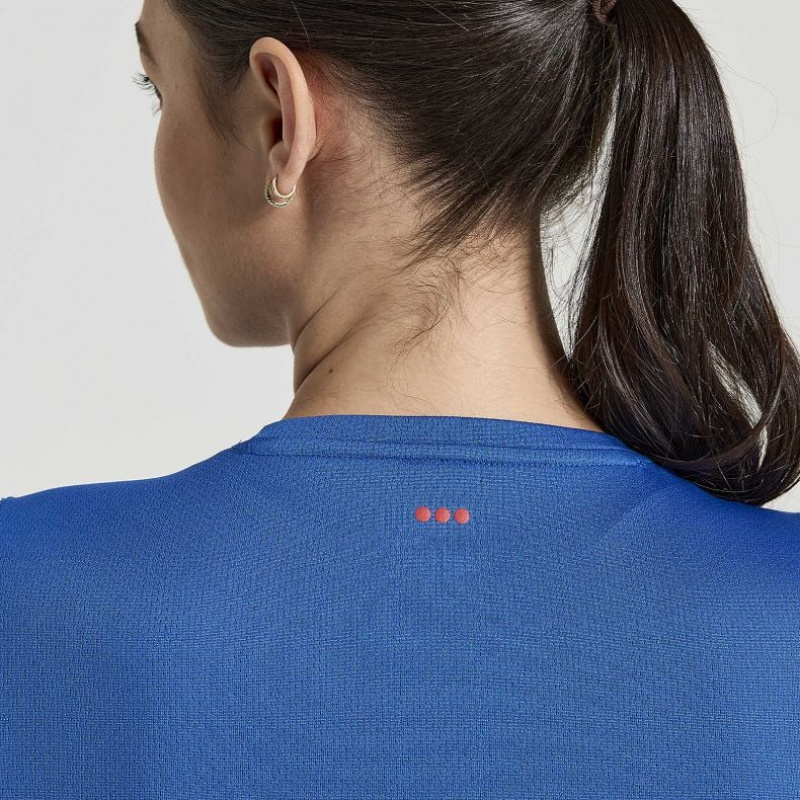 Saucony Stopwatch Graphic Kurzes Sleeve T-Shirt Damen Blau | BERLIN OKDUHZ