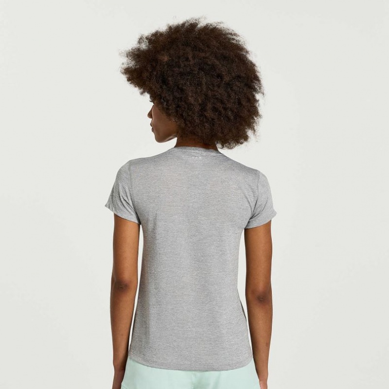 Saucony Stopwatch Graphic Kurzes Sleeve T-Shirt Damen Hellgrau | BERLIN YKFZOW