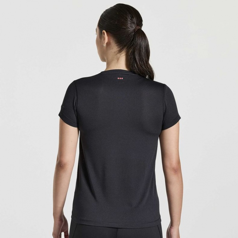 Saucony Stopwatch Graphic Kurzes Sleeve T-Shirt Damen Schwarz | BERLIN FYAMVB