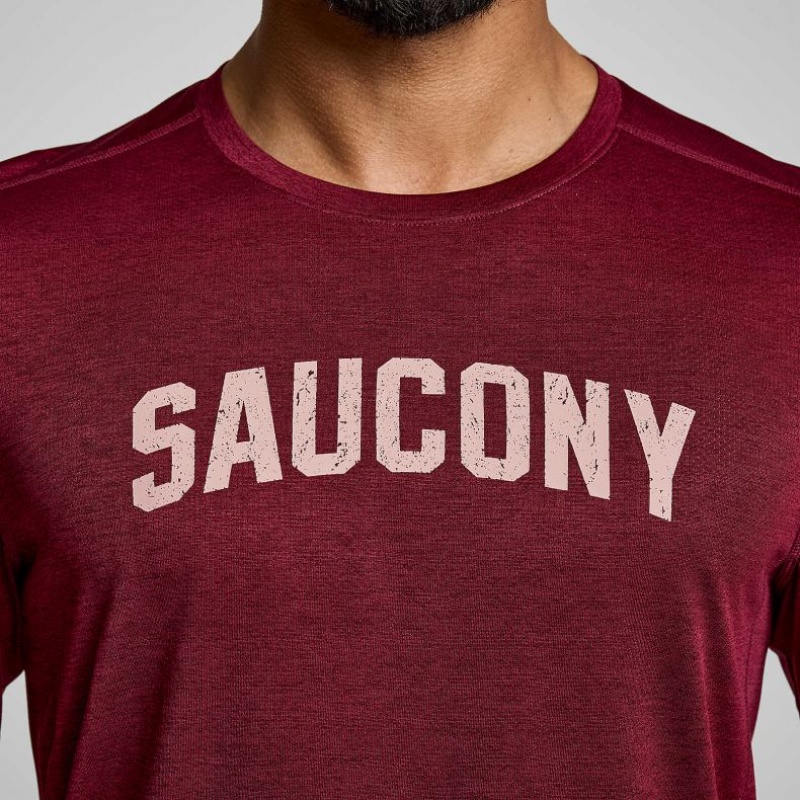 Saucony Stopwatch Graphic Long Sleeve T-Shirt Herren Rot | BERLIN NRUFQP