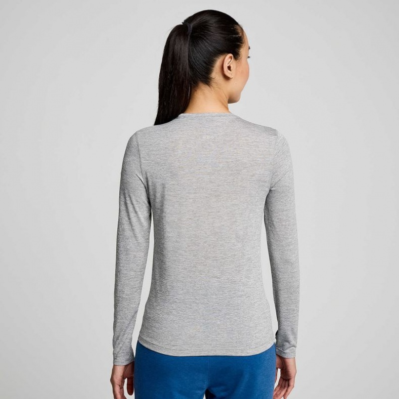 Saucony Stopwatch Graphic Long Sleeve T-Shirt Damen Hellgrau | BERLIN OWQZME