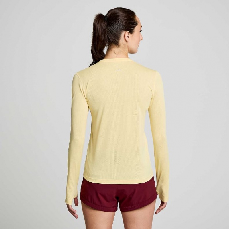 Saucony Stopwatch Graphic Long Sleeve T-Shirt Damen Gelb | BERLIN ZJERSH