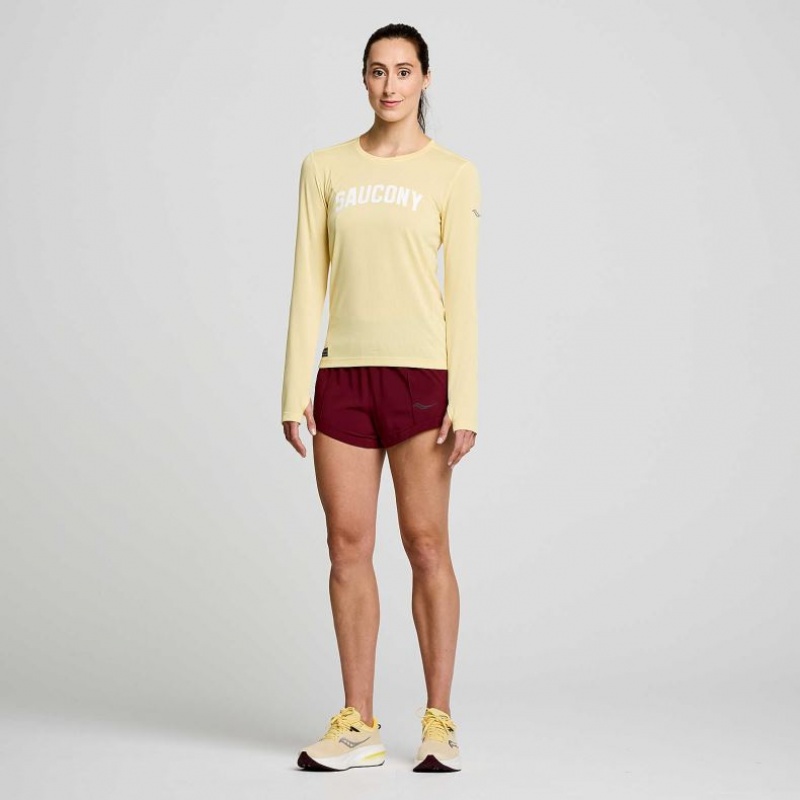 Saucony Stopwatch Graphic Long Sleeve T-Shirt Damen Gelb | BERLIN ZJERSH