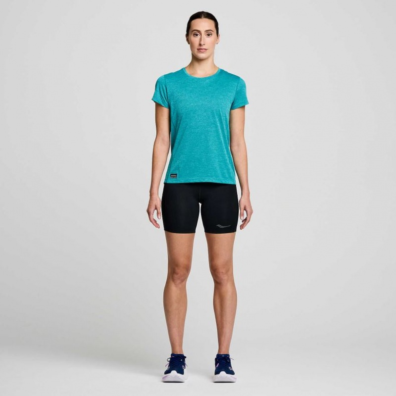 Saucony Stopwatch Kurzes Sleeve T-Shirt Damen Türkis | BERLIN NLWHUF