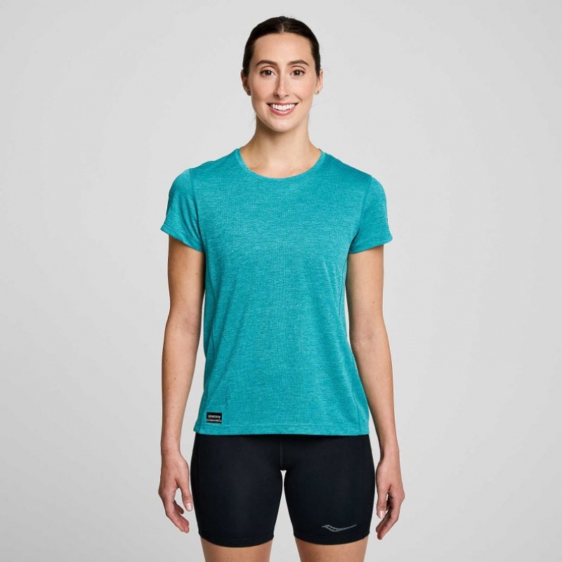 Saucony Stopwatch Kurzes Sleeve T-Shirt Damen Türkis | BERLIN NLWHUF