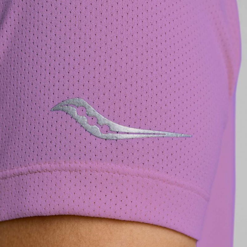 Saucony Stopwatch Kurzes Sleeve T-Shirt Damen Lila | BERLIN QNLPWA