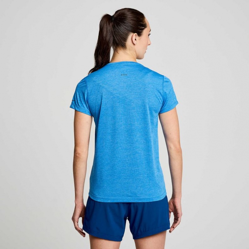 Saucony Stopwatch Kurzes Sleeve T-Shirt Damen Blau | BERLIN SWQAYT