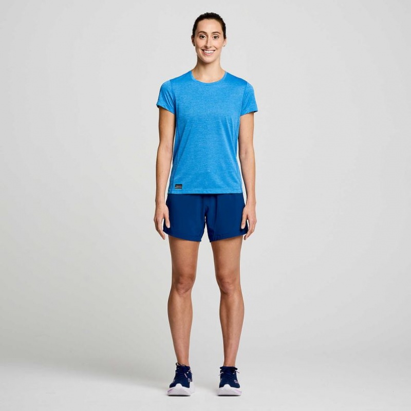 Saucony Stopwatch Kurzes Sleeve T-Shirt Damen Blau | BERLIN SWQAYT